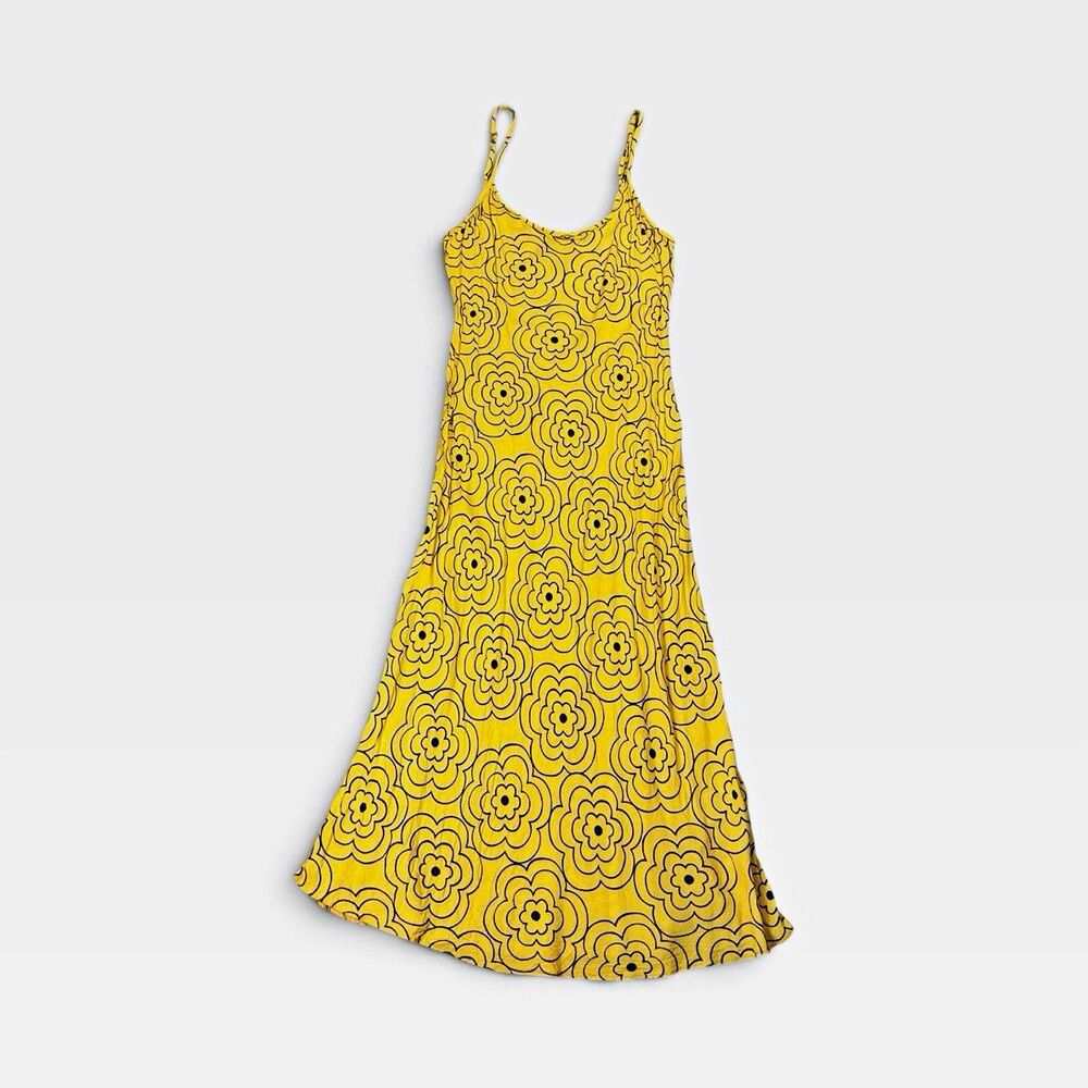 Urban Outfitters Yellow Black Floral Knit Maxi Dress Size XS